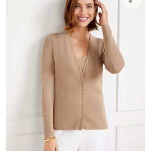 Talbots Gold Ribbed Metallic Cardigan Sweater Set (2 Pieces Total)